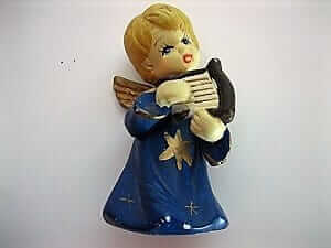 Engelfigur spielt auf Harfe, ca. 8,5 cm, blau