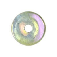 Donut Regenbogenfarben Angel Aura, 40 mm Bergkristall mit Platin bedampft