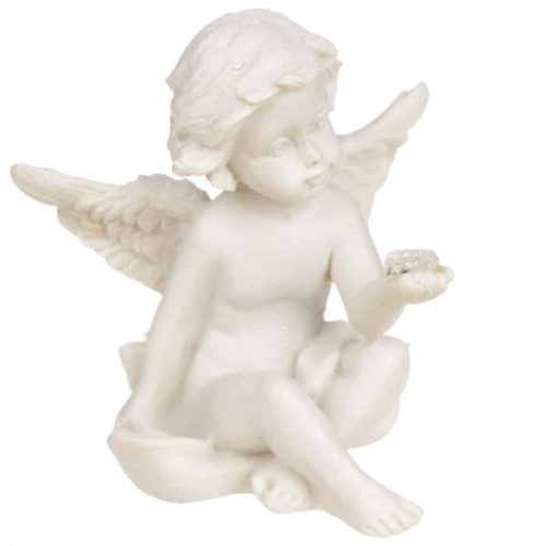 1 Stück Engel sitzend auf Herz mit Diamantherz h=13cm 