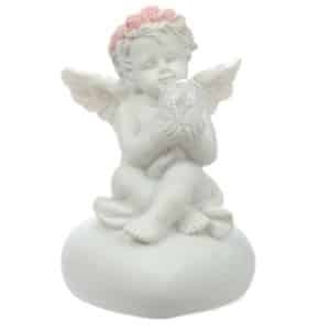 Engel auf Herz mit LED Kristallkugel, 9,5 cm