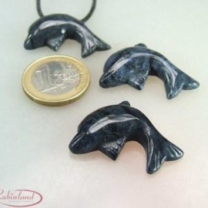 Delfin-Anhänger aus Dumortierit 25x30mm, Heilstein, Schmuck, Kettenanhänger