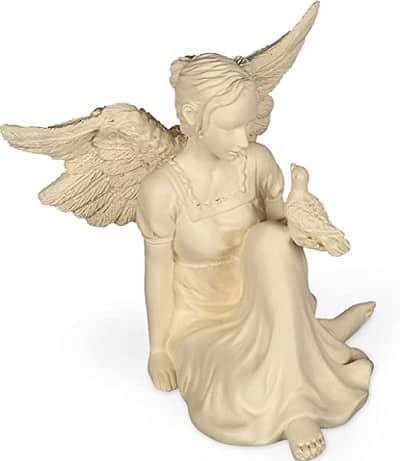 Schutzengel des Friedens mit Taube sitzend, 9 cm hoch, AngelStar, Taubenzüchter