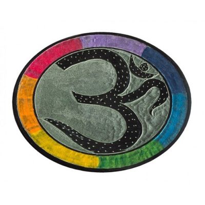 Räucherstäbchenhalter OM Zeichen, rund 10 cm, Speckstein Regenbogenfarbig