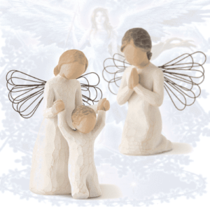 Willow Tree Engel Figuren-Set Schutzengel und betender Engel 10,5-12,7 cm von Susan Lordi Prayer und of guardian in Geschenkbox mit Kärtchen und Spruch