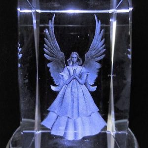 Kristall-Laserblöcke 3D mit betendem Engel, 5x5x8 cm