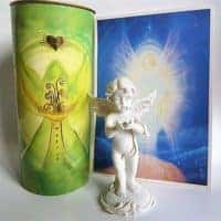 Set Engel stehend mit Diamant + Affirmation-Kerze Engel des Reichtums, 8,5 cm