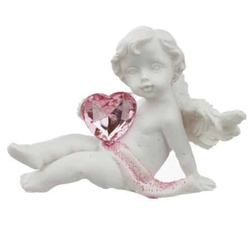 Engelchen 4 sitzend mit rosa Herz 5.5 cm
