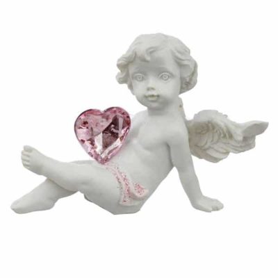 Engelchen 5 sitzend mit rosa Herz 5,5 cm