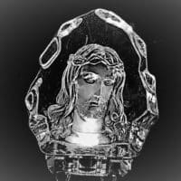 3D-Kristallglasplatte Jesus, 11x10 cm, Kopf von Jesus detailliert