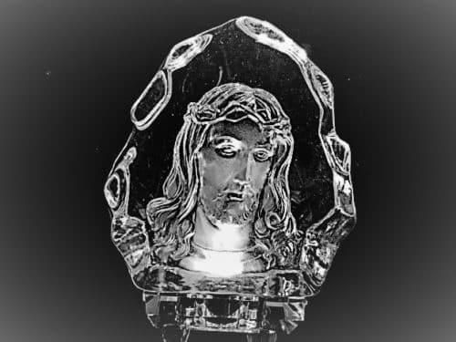 3D-Kristallglasplatte Jesus, 11x10 cm, Kopf von Jesus detailliert