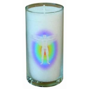Kerze Chakra Aktivierung im Glas Stearin weiss 14cm