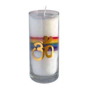 Kerze Crystal Rainbow OM im Glas Starin weiss 14cm