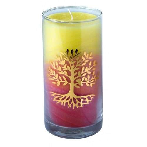 Kerze Sunrise Lebensbaum im Glas Stearin 14cm