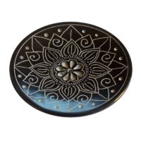 Räucherstäbchenhalter Mandala, Blackstone graviert schwarz, 8 cm