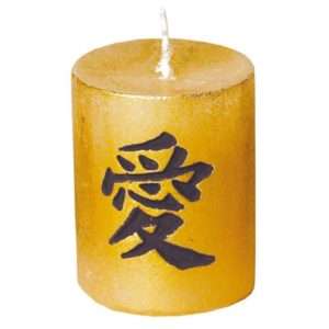 Kerze Chinesisch Liebe natur-schwarz 5cm