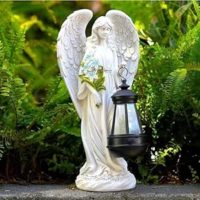 Solarengel mit Lampe LED, Blume blau, wetterfest